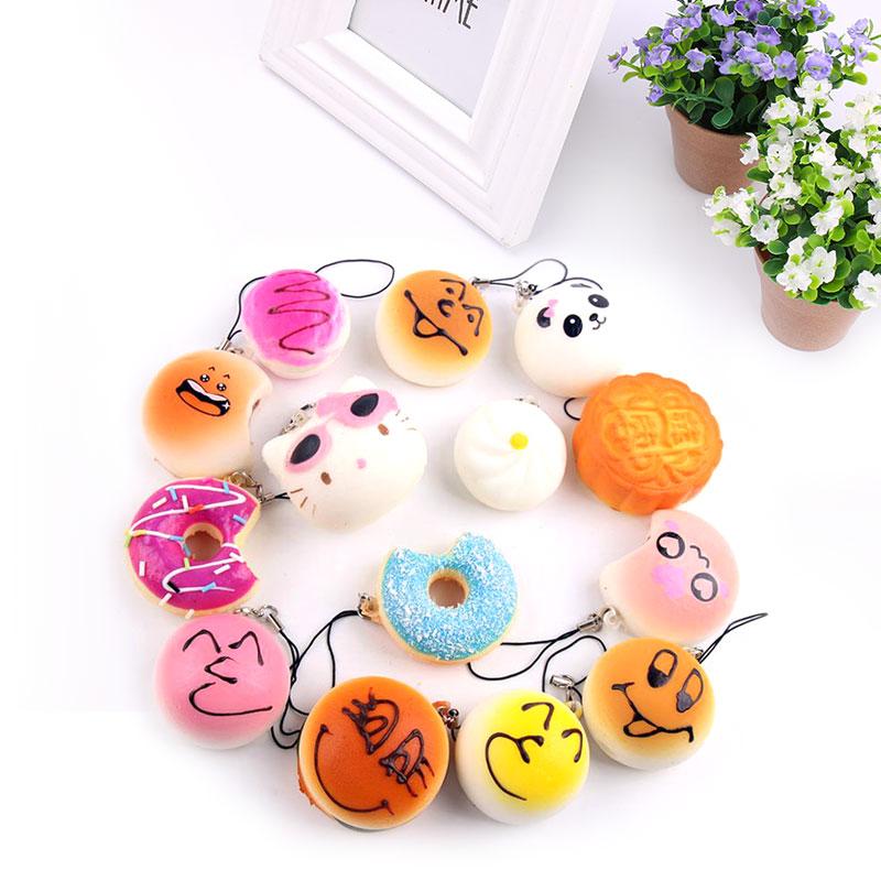 Detail Gambar Zada More 10Pcs Simulation Mini Squishy Soft Panda Bread Cake Buns Phone Straps Decor Terbaru