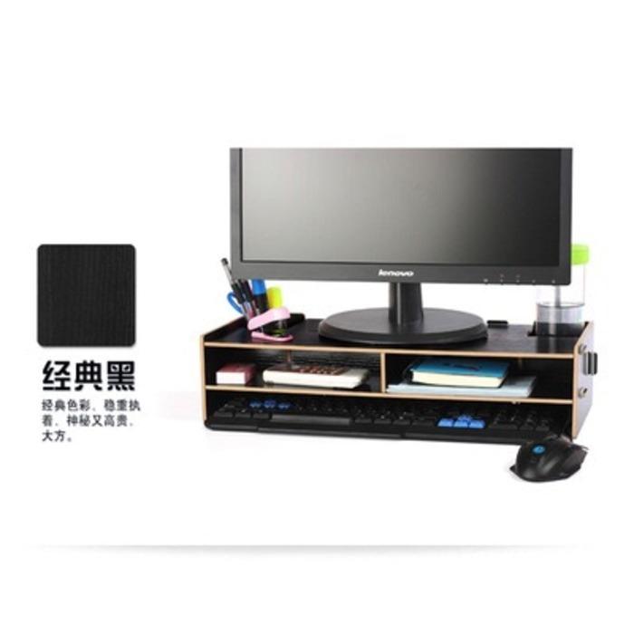 Rak Desktop Storage PC Komputer Meja Kayu Laptop Notebook Monitor Buku