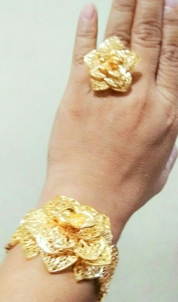 U7 Baru Cincin Gelang 18 KB Nyata Emas Berlapis Indah Wanita Trendi Partai Besar Hadiah Perhiasan Bunga Yang Ditetapkan (emas) | Lazada Indonesia