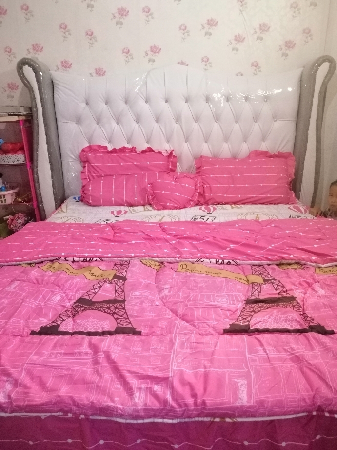 bed cover lady rose motif parisian king size 180 x 200 cm eiffel tower paris romantic pink i s