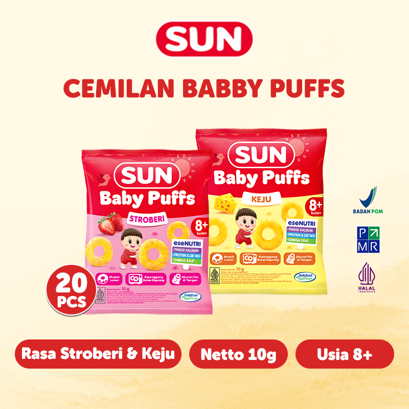 20 PCS - Paket SUN Baby Puffs Stroberi & Keju