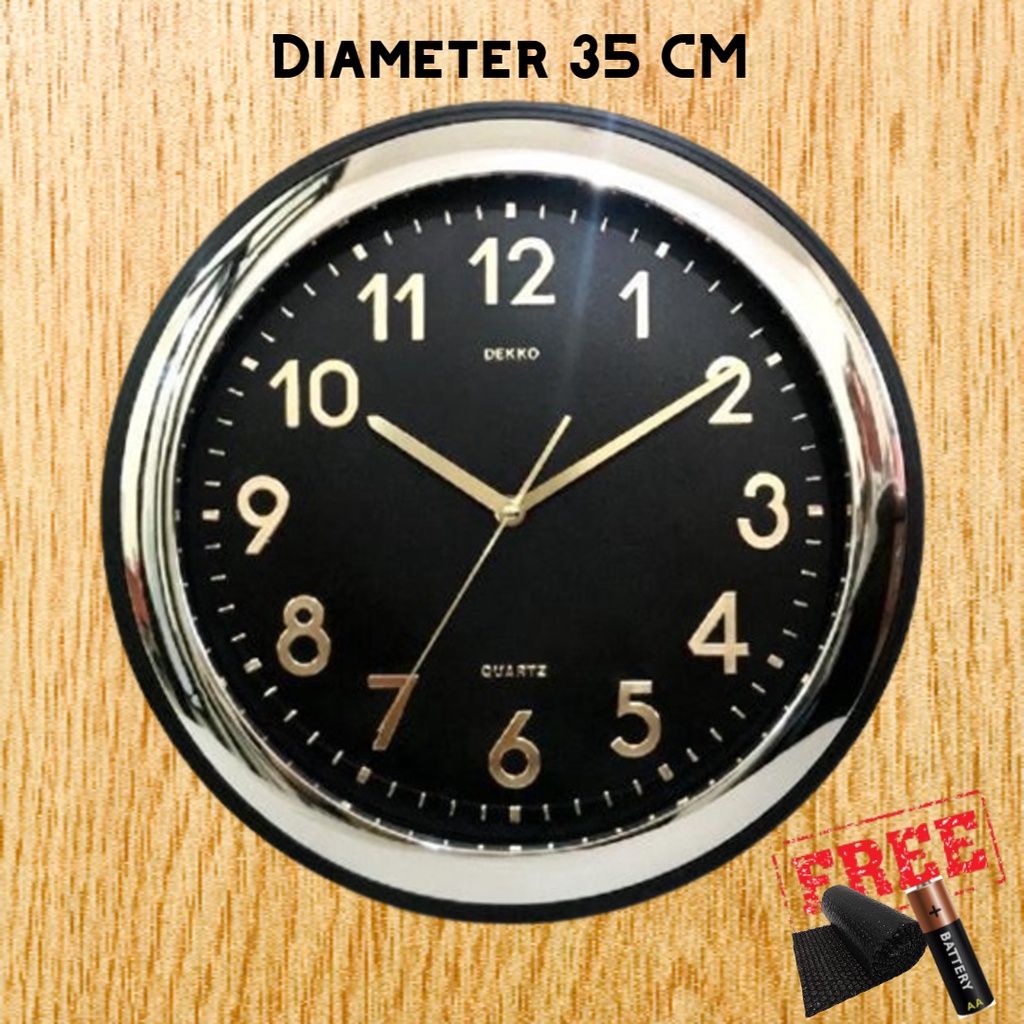 Jam Dinding Jumbo Bulat Mewah Elegan Silver Chrome Gold Diameter 35 cm Original Bergaransi Grosir Dekko Besar Jumbo
