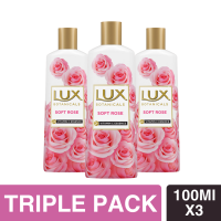 [Paket isi 3] [Travel Size] Lux Botanicals Bodywash Soft Rose Botol 100ml - Sabun Mandi Cair Pink