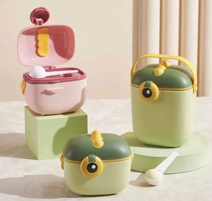 Kotak Susu Bubuk Mata Dino Jinjing 800 ML Tempat Penyimpanan Susu Dan Makanan Super Praktis [COD]
