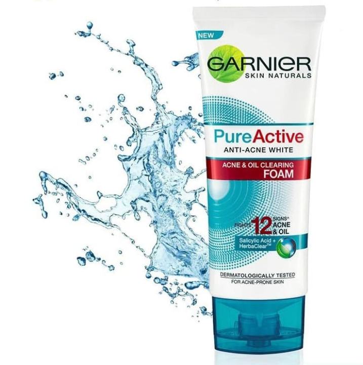 Garnier Pure Active Anti-Acne White Cleansing Foam 50ml 100ml - Facial Foam - Facial Wash - Cleanser - Pembersih Wajah - Sabun Muka - Skincare Kulit Berjerawat