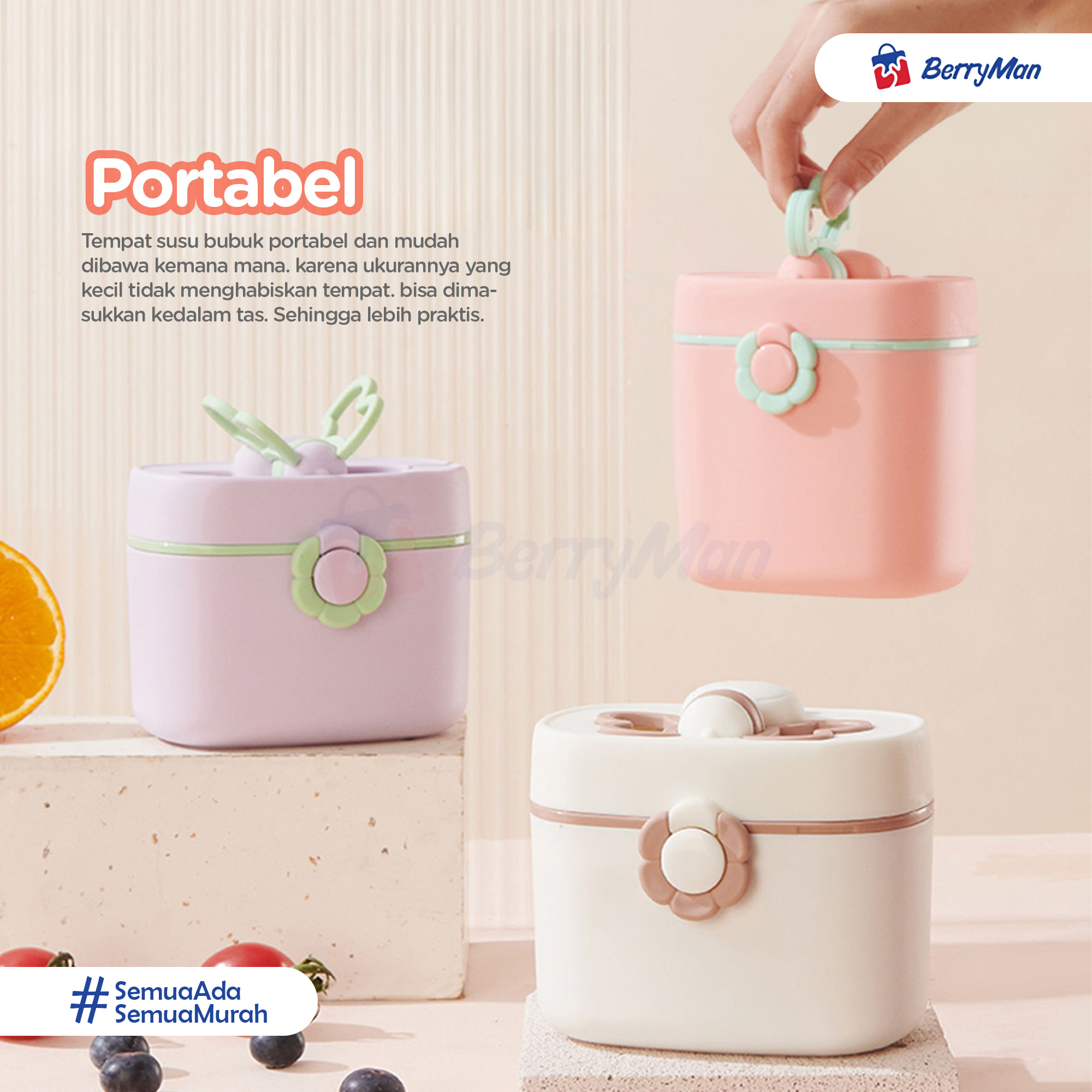 KLEVO MIKY Tempat Susu Bubuk Bayi 410 ML 600 ML Food Grade Milk Powder Container Travel Friendly