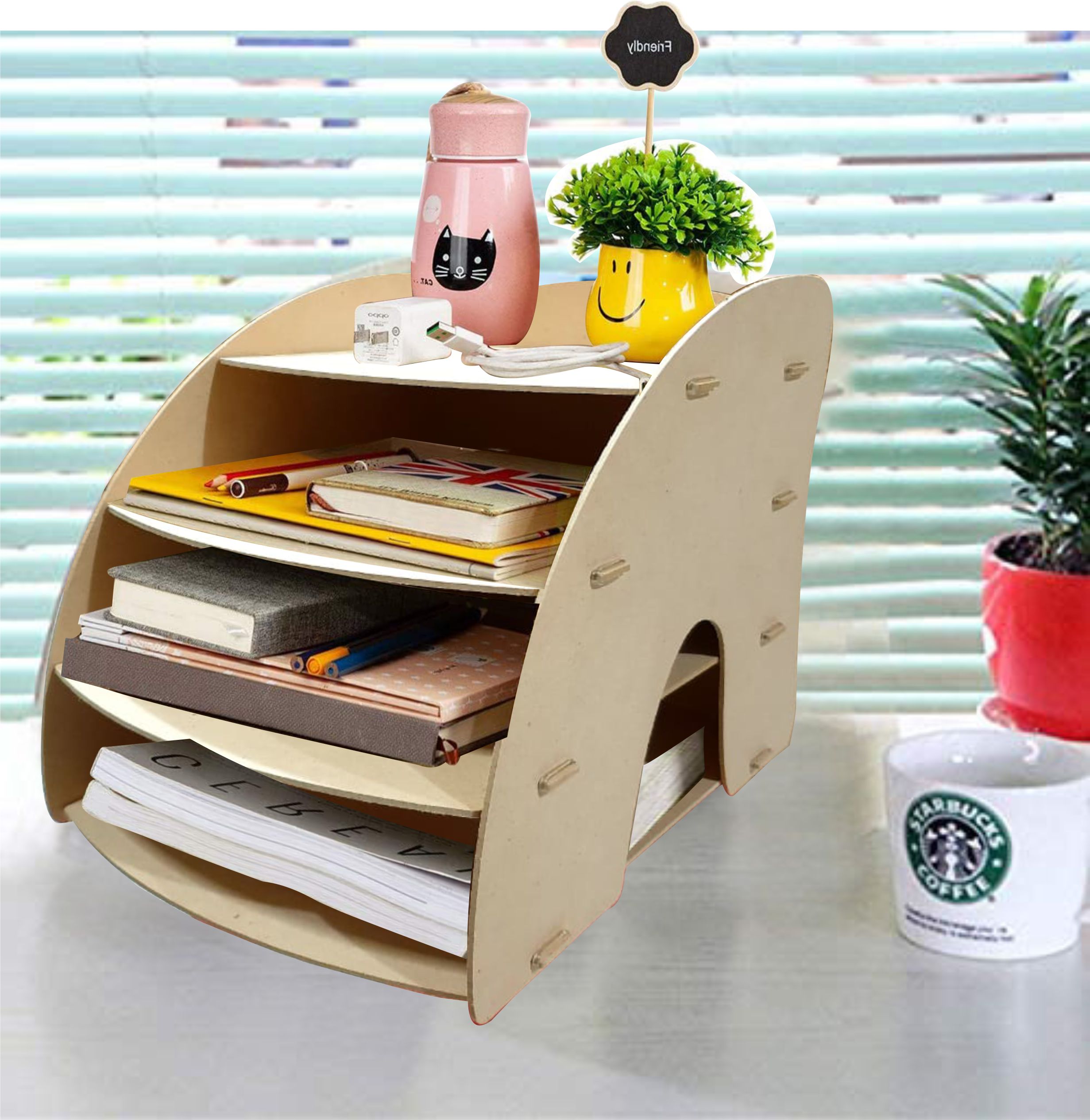 Toko1688 -Box File MDF Rak Buku Kertas Dokumen 3 Susun Rak Buku MDF 920