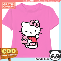 Kaos Anak Perempuan Lengan Pendek Motif Hello Kitty Backpack Warna Pink 1 - 10 Tahun-Panda Kids