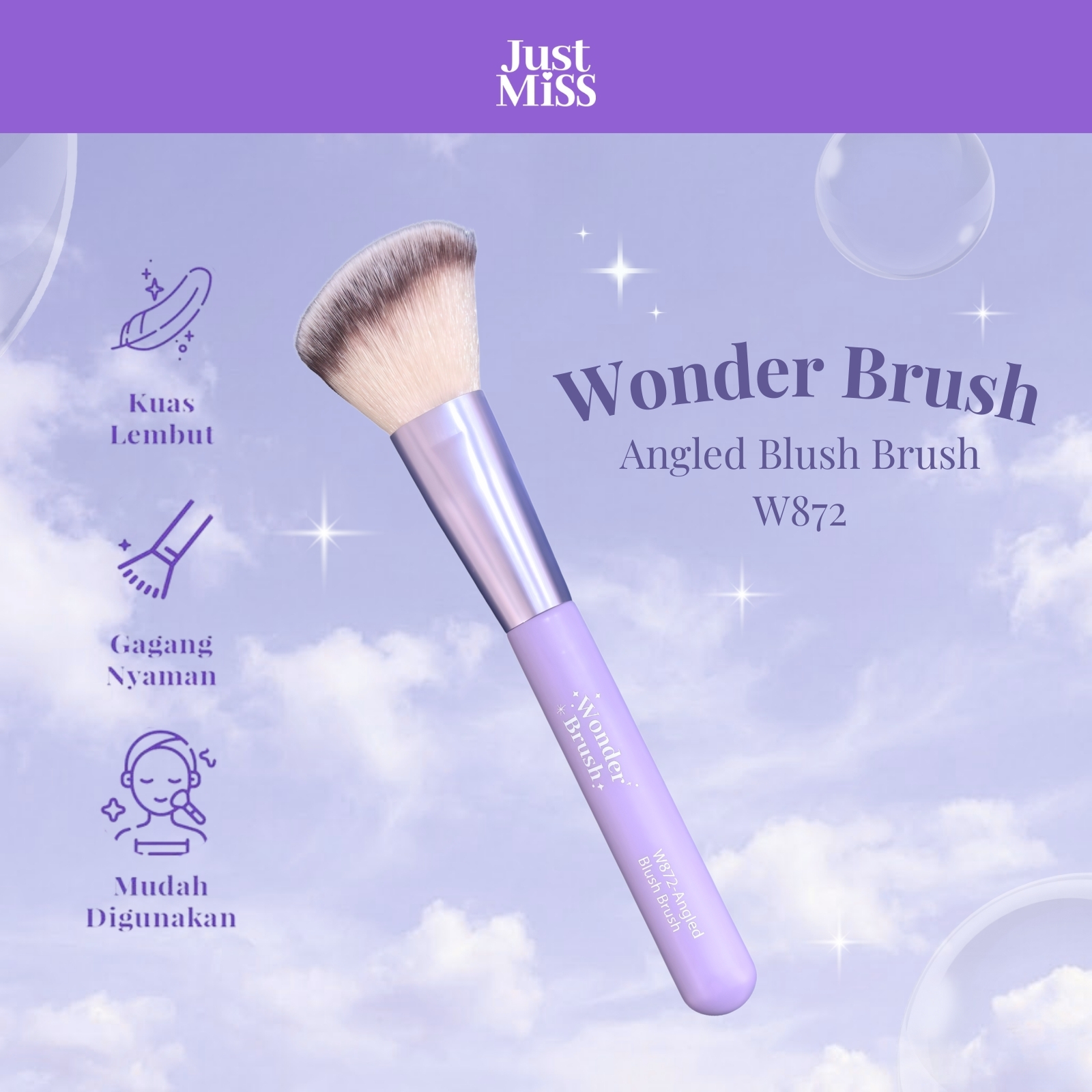 JUST MISS Angled Blush Brush 872 - Blending Kuas Make Up Brush Blush On Peralatan Dandan Original