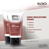 [Paket isi 2] Mens Biore Sabun Muka Pria Scrub Acne Bacterior 100gr