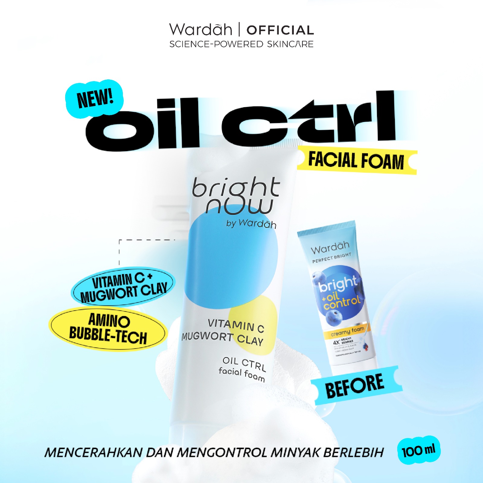 NEW! Wardah Perfect Bright Now Vitamin C Mugwort Clay Oil Ctrl Facial Foam - Facial Wash Untuk Ku...