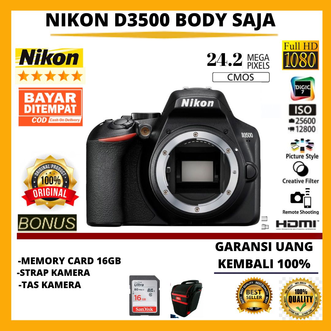NIKON D3500 KIT 18-55MM VR WIFI FREE ACCESORIES KAMERA