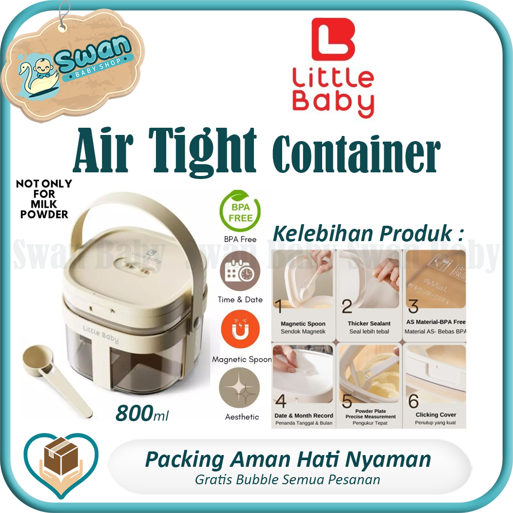 Little Baby Air Tight Container 800ml / Kontainer Susu kedap udara dengan Tali & Sendok
