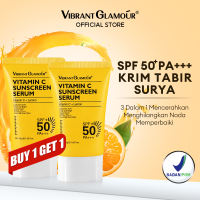 VIBRANT GLAMOUR Sunscreen Vitamin C SPF 50+ PA+++ UVA/UVB Sunblock 50X C 3X Ceramide Memperbaiki Pelembab Kulit 30g