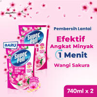 Super Pell Pembersih Lantai Anti Minyak & Noda dengan Harum Bunga Sakura 2x740ml