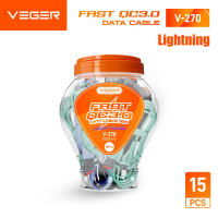 VEGER Kabel Data Cable V250 Micro USB  V260 Type C  V270 Lightning ( 1 Toples Isi 15 Pcs ) QC 3.0 Fast Charging