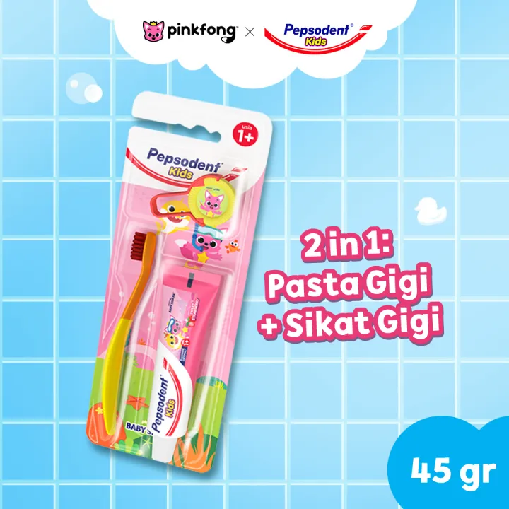 Pepsodent Kids 2in1 Toothpaste Pasta Gigi 45g dan Toothbrush Sikat Gigi Anak Gratis Pin Launcher