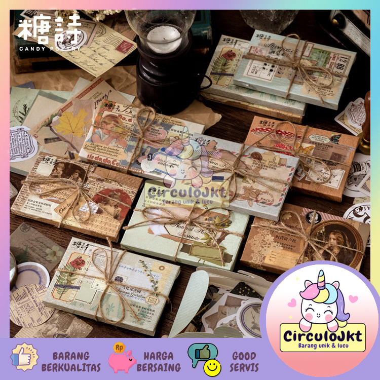 Box isi 60PCS Deco sticker Kertas Dekorasi vintage Jurnal Buku Harian