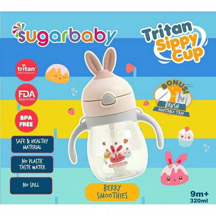 READY BANDUNG SUGAR BABY SUGARBABY BOTOL MINUM ANAK BAYI LUCU TRITAN SIPPY CUP NATURE SERIES JERAMI KARAKTER / RABBIT / DEER / 2IN1 / STAR / MOONS / BULAN / BINTANG / RUSA (270 / 320ML 9 MONTH+) SEDOTAN SILICONE KIDS BOTTLE
