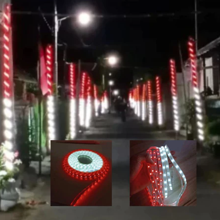 4 Meter Lampu LED Strip Bendera Merah Putih Hias Agustusan Tiang Pohon Pagar
