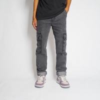 NVSR Jeans Cargo Washed Pants Celana Panjang Regular Fit Black