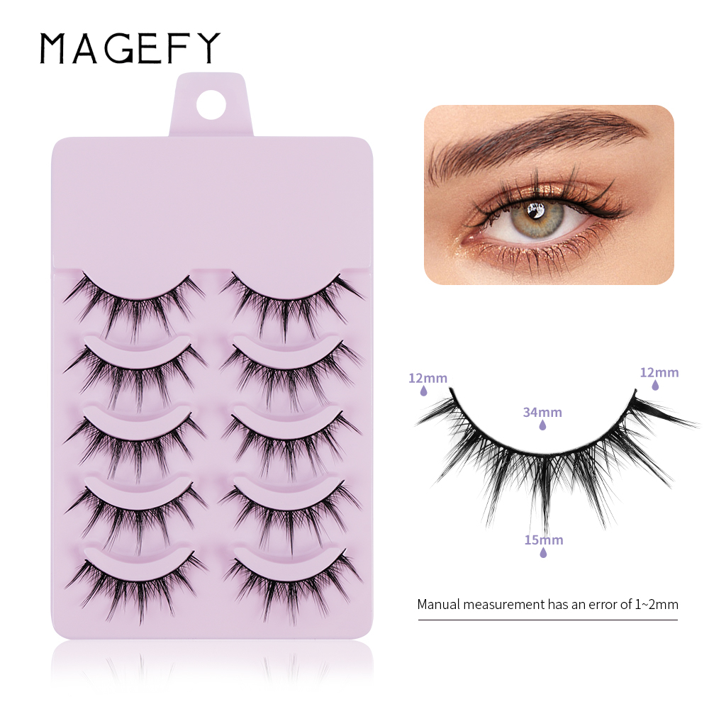 MAGEFY 5 Pasang Manga Bulu Mata Palsu Alami Asia Cosplay Fake eyelashes Faux Mink Jepang Korea 1464