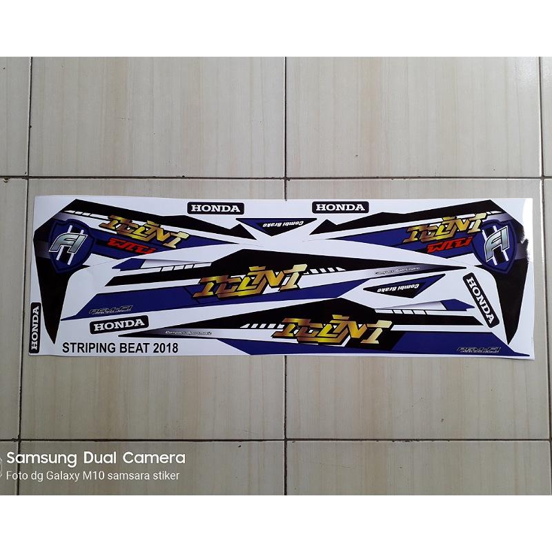 Striping Stiker Motor Beat Fi New esp Variasi Icon Biru striping stiker motor beat fi new esp variasi icon biru
