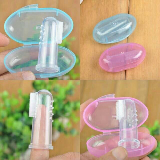 sikat gigi bayi ada kemasan sikat lidah gusi bayi finger toothbrush aman dengan tutup silikon newborn lembut