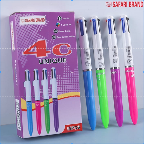 (1pcs) Ball Pen Safari 4 Warna SF-4C/ Pulpen / Pena / Quaco/ 0.7 mm/ 4 Warna/ Colors
