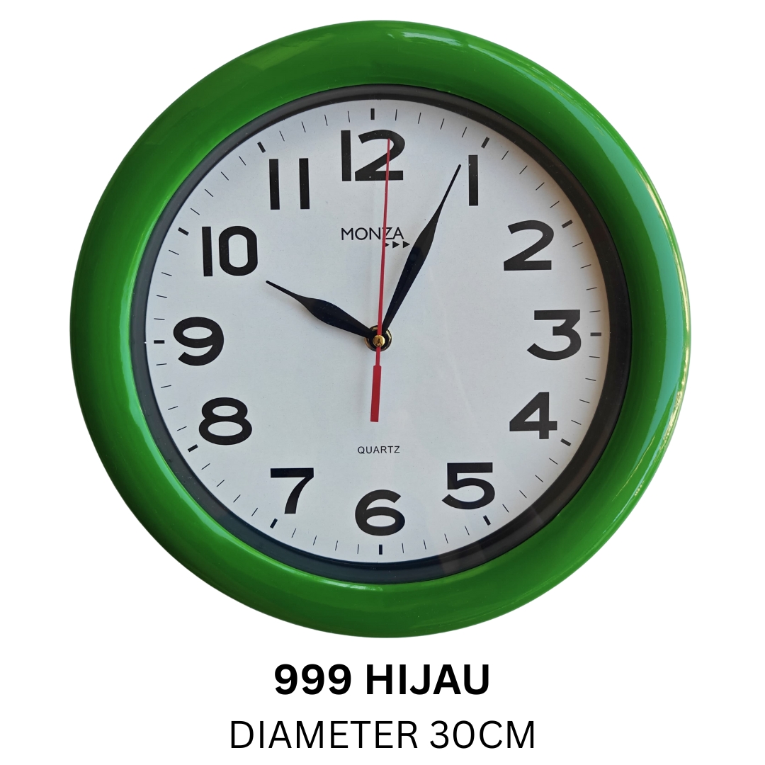 Jam Dinding Besar 30cm Murah Kantor Kamar Ruang Tamu Bulat Hitam Putih Polos Minimalis Monza 999