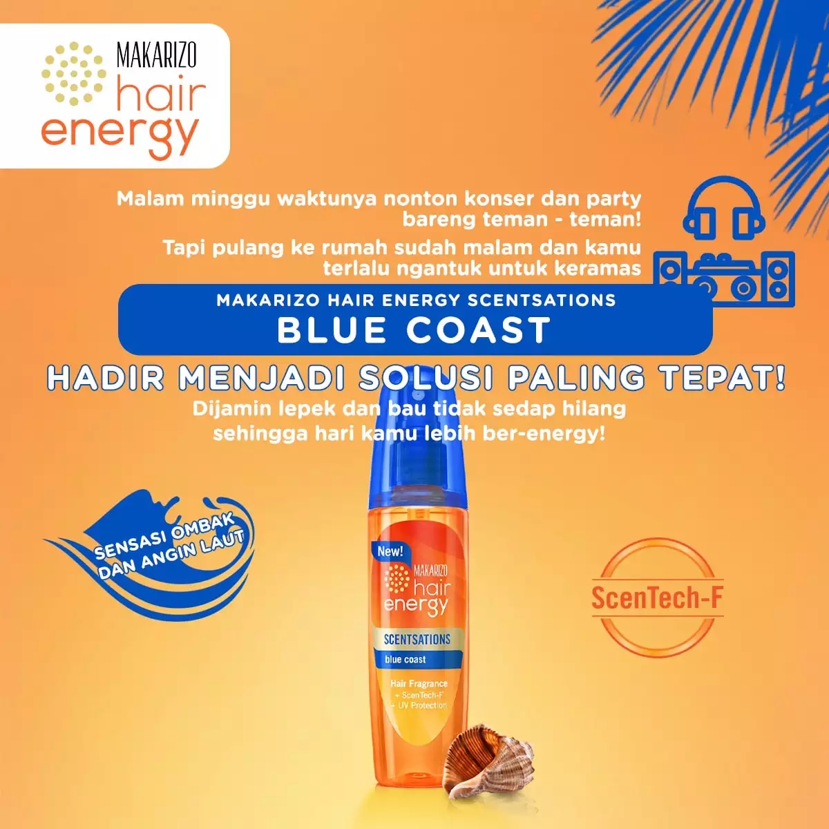 Makarizo Vitamin Rambut Blue Coast 100 ml - Hair Energy Scentsation