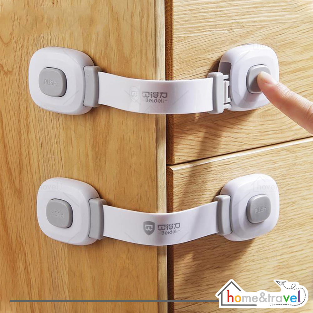 HOVELSHOP Kunci Pengaman Laci Pintu Lemari Kulkas Safety Lock Pengunci Multifungsi Adjustable Elastis