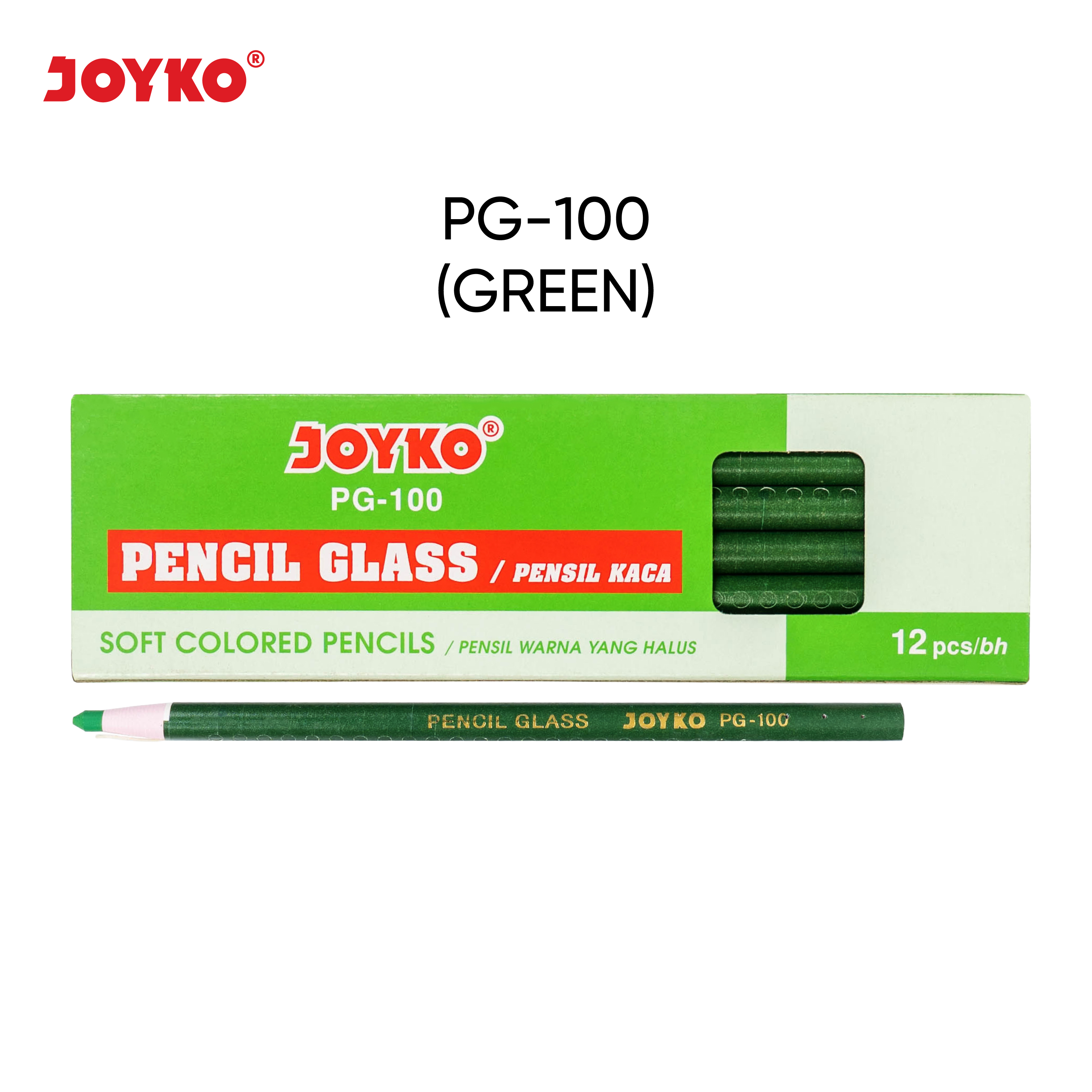 Pencil Glass Pensil Kaca Warna Joyko PG-100 1 Box 12 Pcs