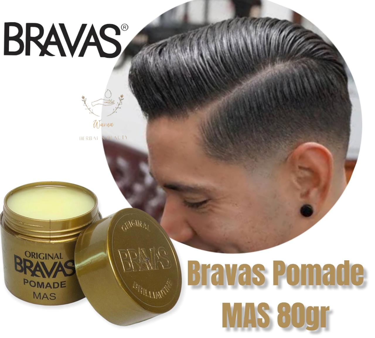 TERLARIS! Original Bravas Pomade Brilliantine MAS 80 Gram Original BPOM Minyak Rambut Klimis Wang...
