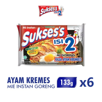 [Paket isi 6] SUKSES Mie Instan Goreng Ayam Kremes Bag 133g