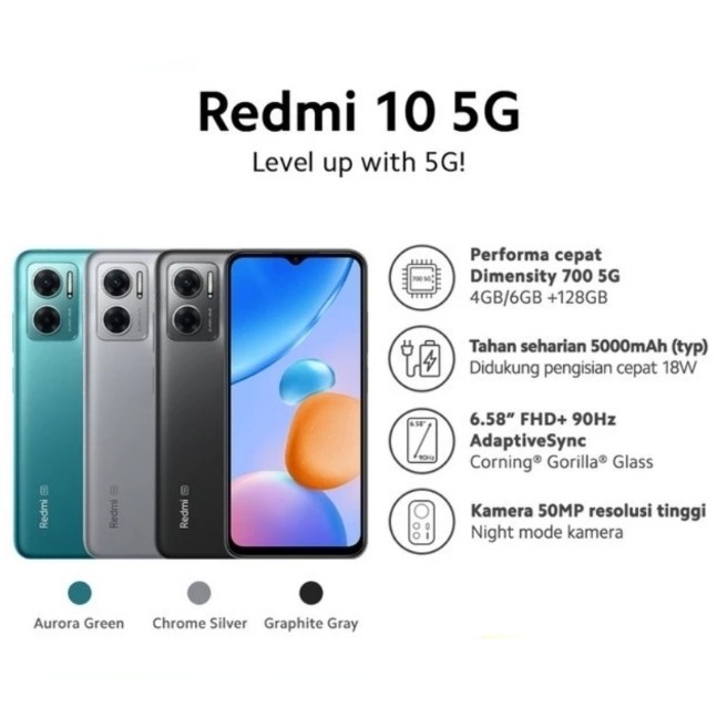 HP XIAOMI REDMI 10 5G RAM 6/128GB FULLSET FREE BONUS