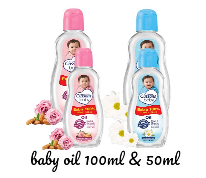 Cussons Baby Oil Pelembab & Pelembab Kulit Sensitif Bayi - Aroma Lavender & Rose - 100ml/50ml