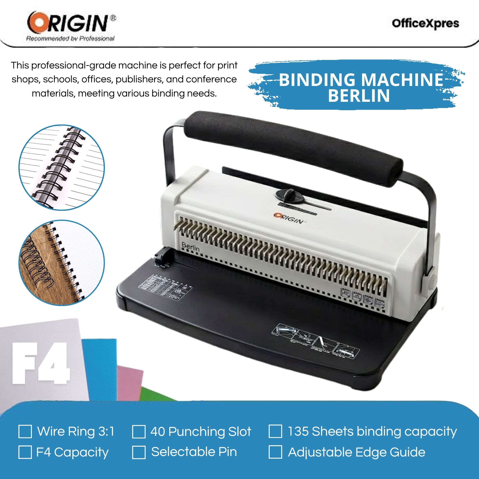 Mesin Jilid F4 40 lobang Spiral Kawat Berlin - Mesin penjilid - wirebind - wire comb - spiral kawat