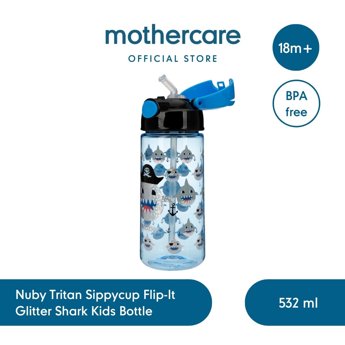 Nuby Tritan Sippycup Flip-It Glitter Kids Bottle 532 ml - Botol Minum Anak
