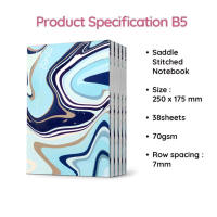 Bantex Buku Tulis Isi 10 Pcs Marble A5/B5 Notebook Catatan Jurnal Bergaris Cover Desain Marble 1 Pack (10 Pcs)