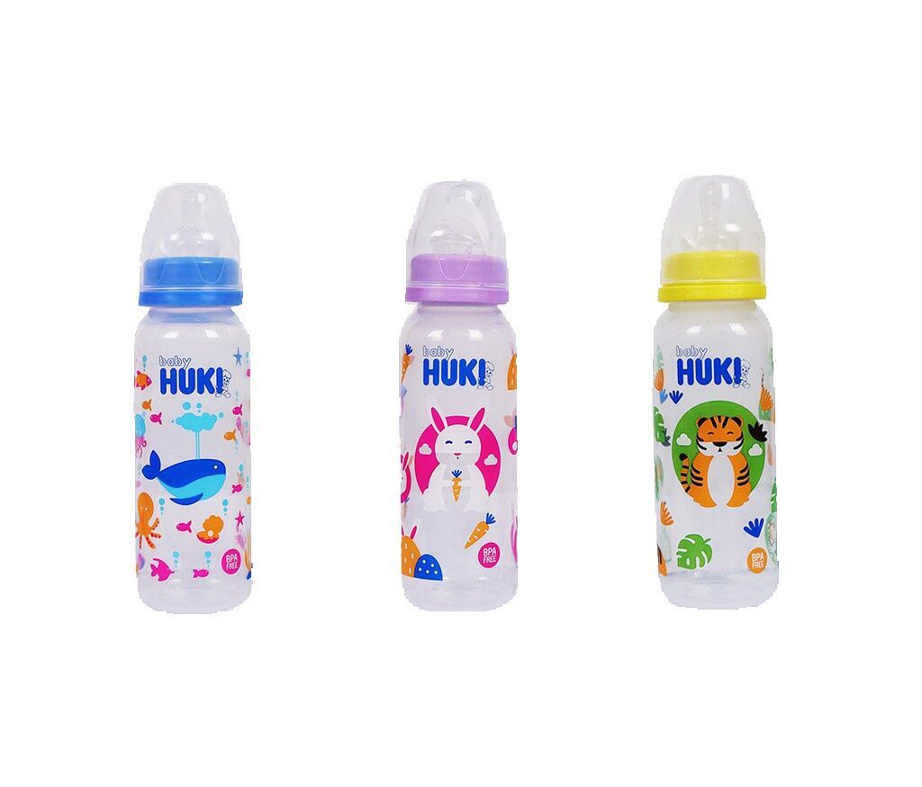 HUKI Botol Susu Dot Gepeng Nipple Silikon HALAL / Botol Susu Bayi 60ml 120ml 240ml
