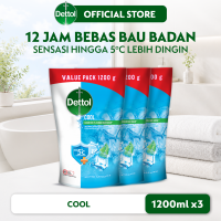 Dettol Antibacterial Liquid Bodywash Cool (3 pcs) - 1200g (Sabun Mandi Cair Antibakteri Dengan Sensai Lebih Dingin Untuk 12 Jam Bebas Bau Badan)