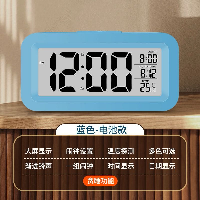 Jam Meja LCD Digital Smart Table Clock Alarm Weker Hari Tanggal Bulan Temperatur Waker LED