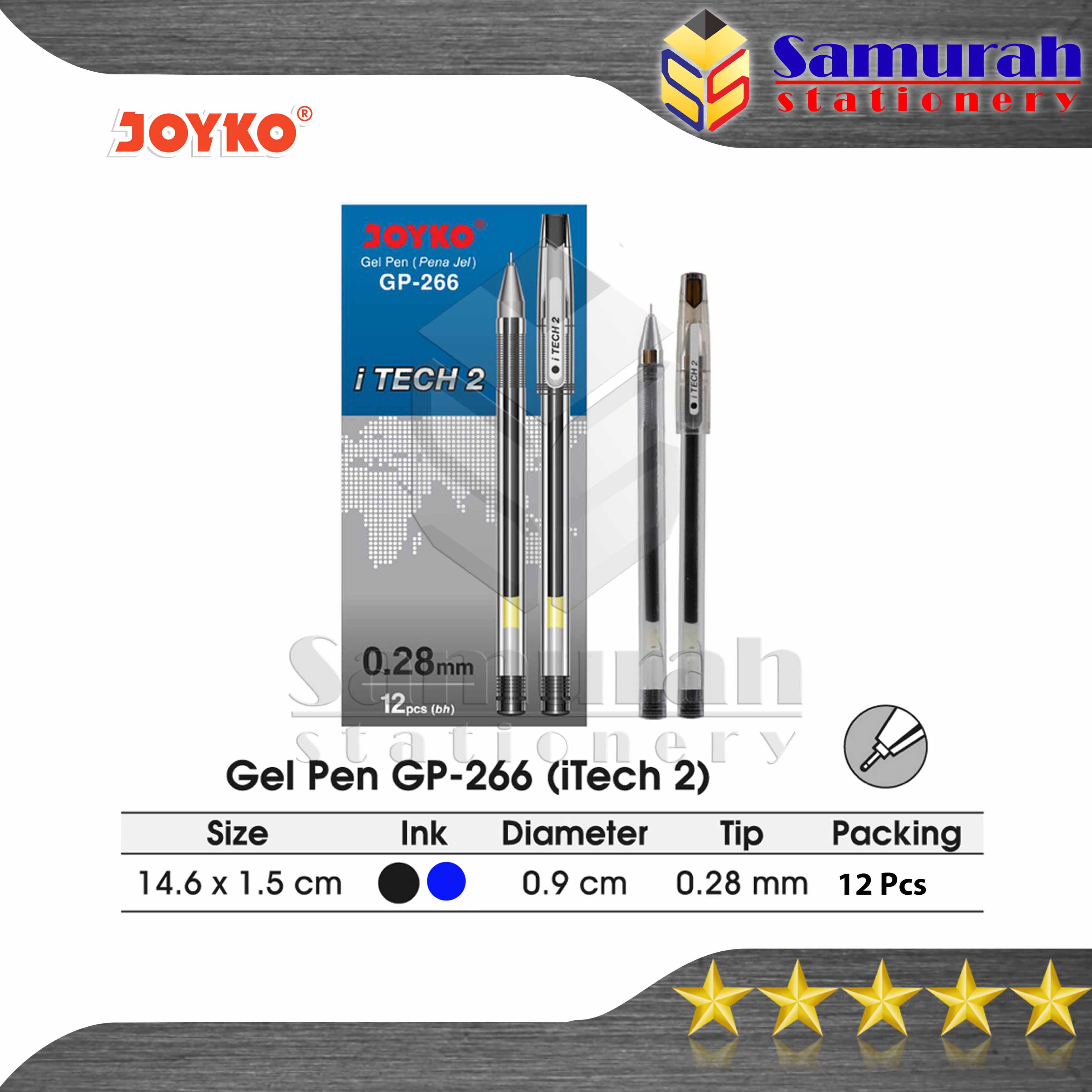 Gel Pen Joyko I Tech 2 GP 266 / Pulpen GelPen ITech 2 GP-266 0.28 mm