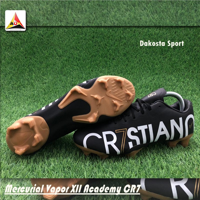 Sepatu Bola Pro Mercurial Vapor XII Academy CR7 SE FG - Black Gold White Premium Quality sepatu bola pro mercurial vapor xii academy cr7 se fg – black gold white premium quality