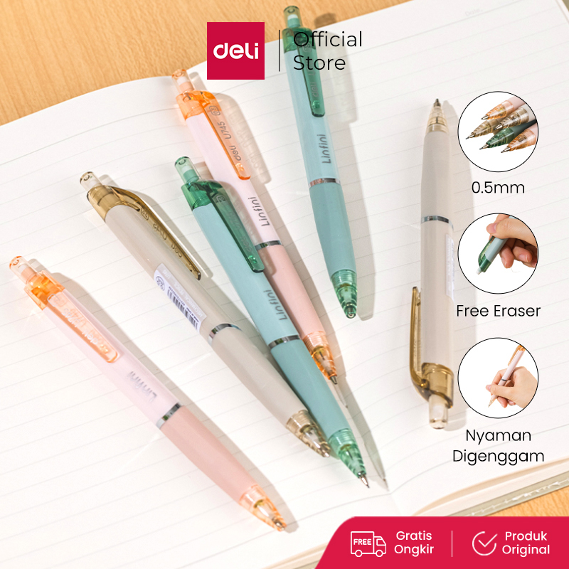 Deli Pensil Mekanik / Mechanical Pencil 0.5mm Gratis Penghapus EU745