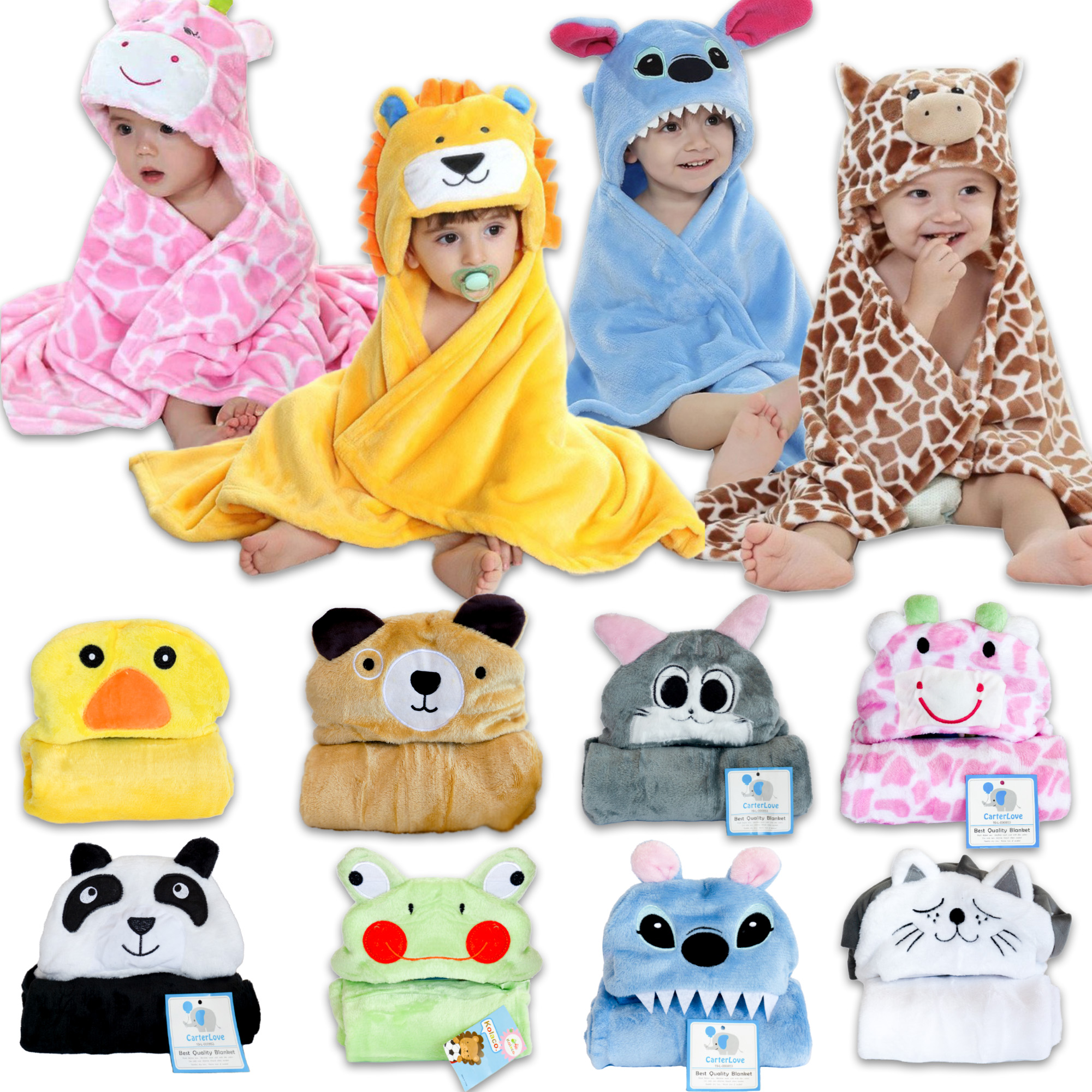 Selimut Bayi Topi Boneka 3D karakter Baby Blanket Bahan Fleece newborn