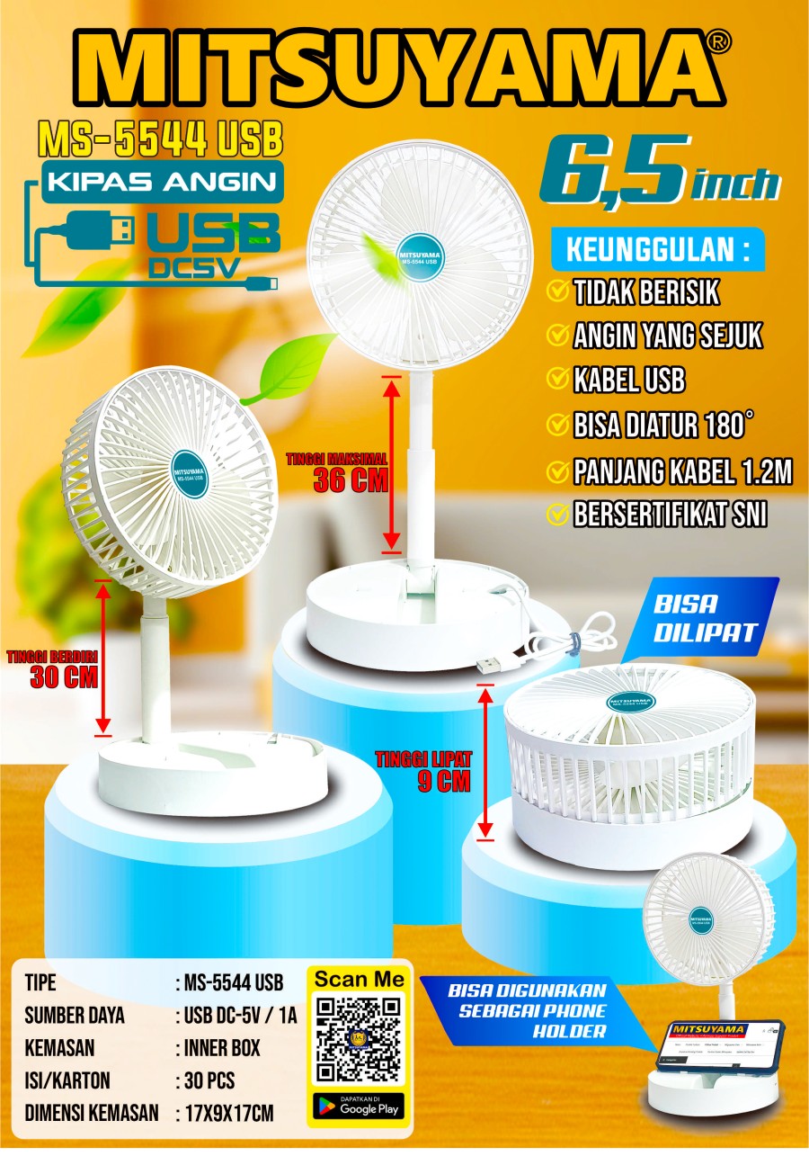 Kipas Angin Meja Portable 9 inch Mitsuyama MS-5544 Desk Fan Angin Kencang / Kipas Meja / MS-5544 ...