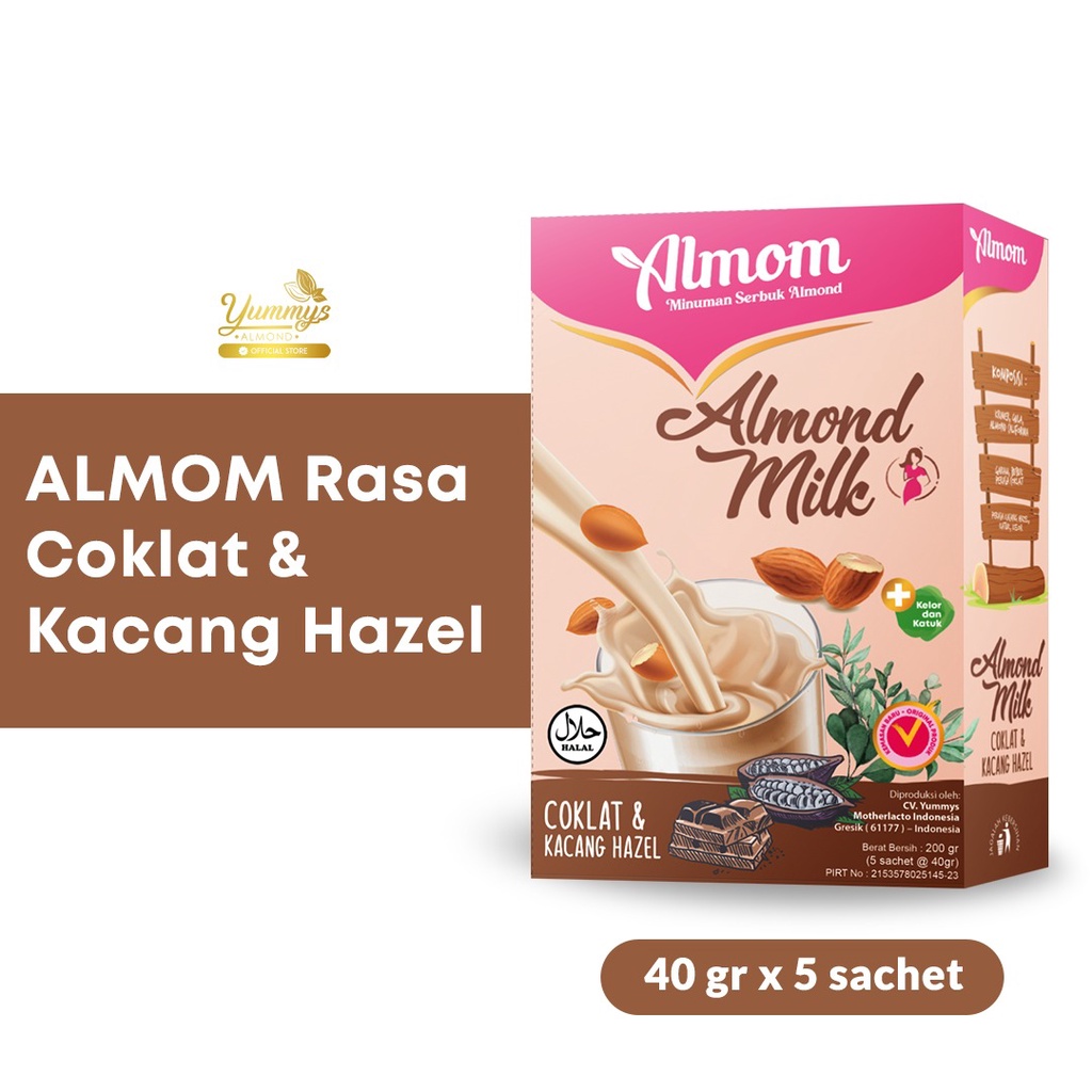 ALMOM Susu Almond Milk Pelancar ASI / Asi Booster Yummys Bubuk Susu Almond | Untuk Ibu Hamil 7 Bulan hingga Menyusui