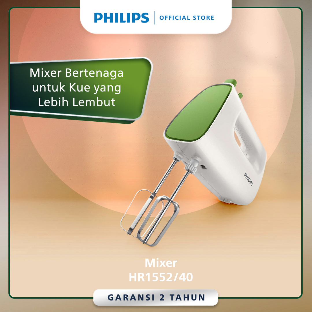 [EKSTRA DISKON 65K] Philips Mixer (Hand Mixer - Hijau) - HR1552/40 - 170 Watt Mixer Philips Chopp...